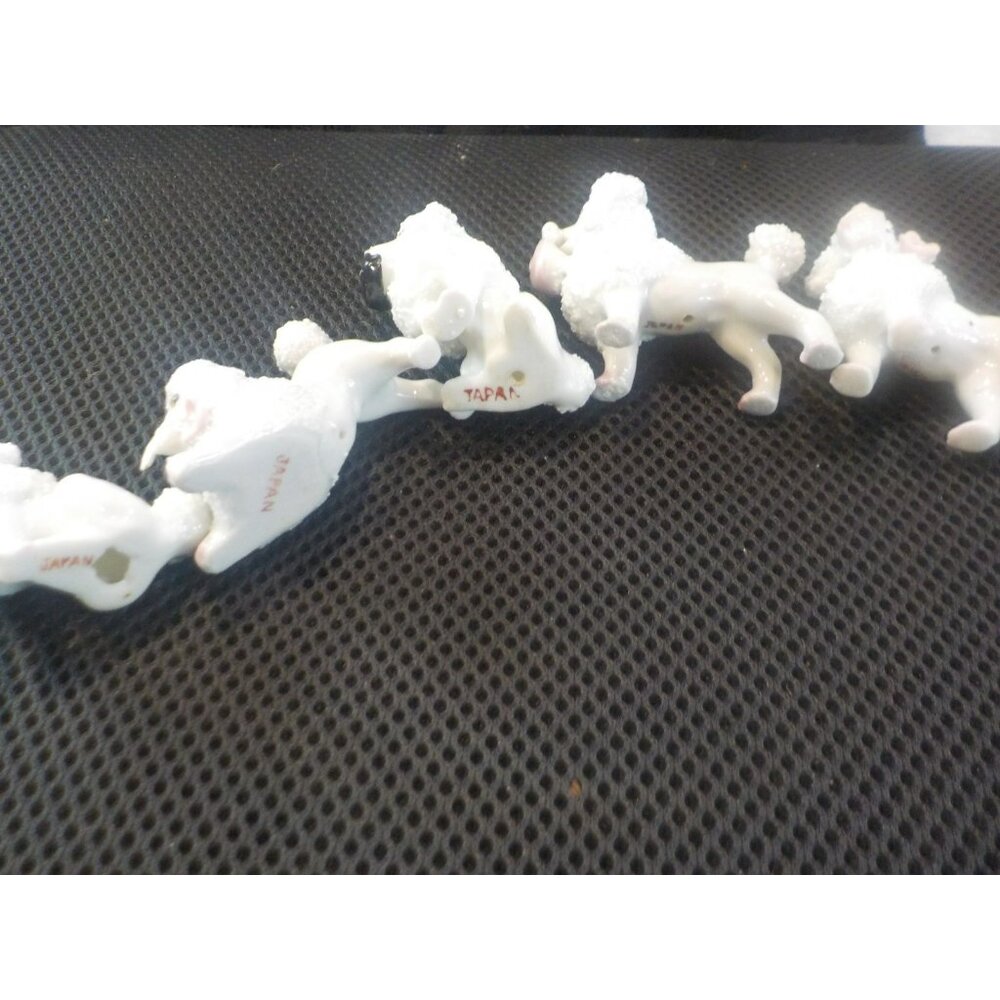 5 Vintage Miniature French Poodle Spaghetti Figurines Japan Sugar Coat Porcelain - Picture 7 of 9